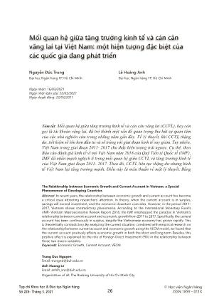 Mối quan hệ giữa tăng trưởng kinh tế và cán cân vãng lai tại Việt Nam: Một hiện tượng đặc biệt của các quốc gia đang phát triển
