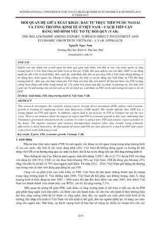 Mối quan hệ giữa xuất khẩu, đầu tư trực tiếp nước ngoài và tăng trưởng kinh tế ở Việt Nam – cách tiếp cận bằng mô hình véc tơ tự hồi quy (var)