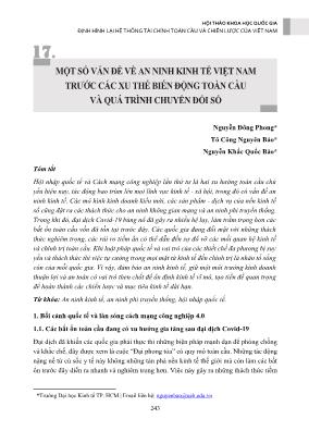 Một số vấn đề về an ninh kinh tế Việt Nam trước các xu thế biến động toàn cầu và quá trình chuyển đổi số