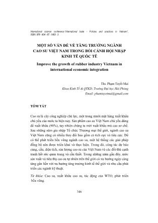 Một số vấn đề về tăng trưởng ngành cao su Việt Nam trong bối cảnh hội nhập kinh tế quốc tế