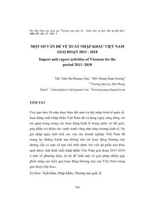 Một số vấn đề về xuất nhập khẩu Việt Nam giai đoạn 2013 - 2018