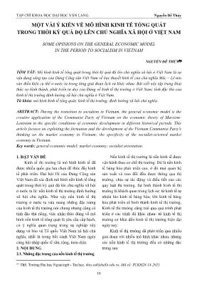 Một vài ý kiến về mô hình kinh tế tổng quát trong thời kỳ quá độ lên chủ nghĩa xã hội ở Việt Nam