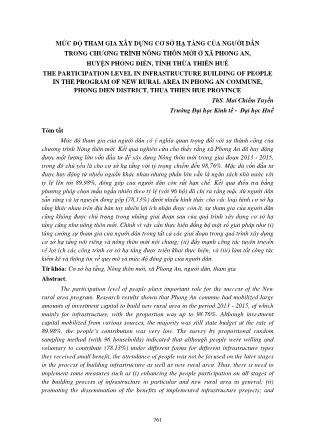 Mức độ tham gia xây dựng cơ sở hạ tầng của người dân trong chương trình nông thôn mới ở xã Phong An, huyện Phong Điền, tỉnh Thừa Thiên Huế