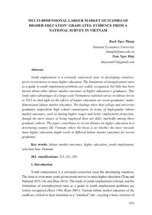 Multi-dimensional labour market outcomes of higher education’ graduates: Evidence from a national survey in vietnam