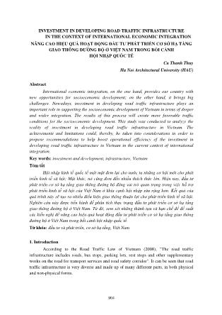 Nâng cao hiệu quả hoạt động đầu tư phát triển cơ sở hạ tầng giao thông đường bộ ở Việt Nam trong bối cảnh hội nhập quốc tế