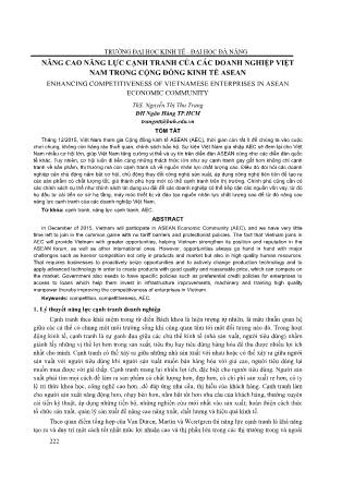 Nâng cao năng lực cạnh tranh của các doanh nghiệp Việt Nam trong cộng đồng kinh tế ASEAN