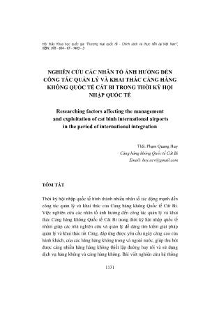 Nghiên cứu các nhân tố ảnh hưởng đến công tác quản lý và khai thác cảng hàng không quốc tế cát bi trong thời kỳ hội nhập quốc tế