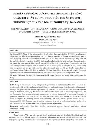 Nghiên cứu động cơ của việc áp dụng hệ thống quản trị chất lượng theo tiêu chuẩn ISO 9001 – trường hợp của các doanh nghiệp tại Đà Nẵng