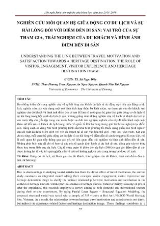 Nghiên cứu mối quan hệ giữa động cơ du lịch và sự hài lòng đối với điểm đến di sản: Vai trò của sự tham gia, trải nghiệm của du khách và hình ảnh điểm đến di sản