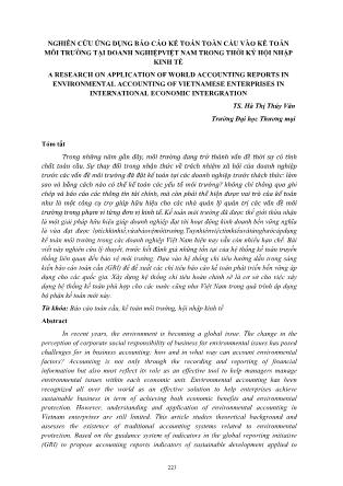 Nghiên cứu ứng dụng Báo cáo kế toán toàn cầu vào kế toán môi trường tại doanh nghiệpViệt Nam trong thời kỳ hội nhập kinh tế
