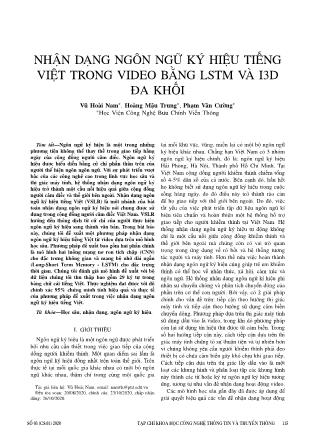 Nhận dạng ngôn ngữ ký hiệu tiếng Việt trong video bằng lstm và i3d đa khối