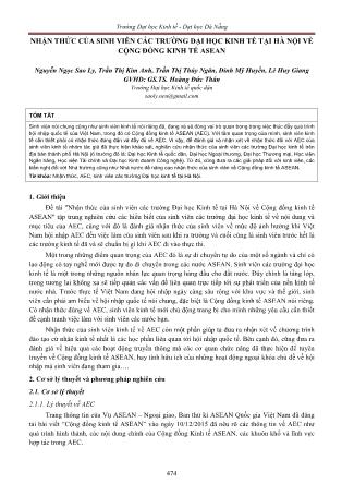 Nhận thức của sinh viên các trường đại học kinh tế tại Hà Nội về cộng đồng kinh tế ASEAN
