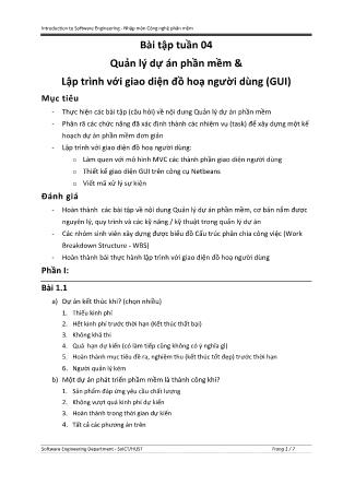 Nhập môn công nghệ phần mềm - Bài tập tuần 4: Quản lý dự án phần mềm & Lập trình với giao diện đồ họa người dùng (GUI)