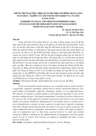 Những trở ngại thực hiện quản trị theo mô hình chất lượng toàn diện – nghiên cứu đối với doanh nghiệp vừa và nhỏ tại Đà Nẵng
