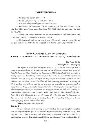 Những vấn đề đặt ra đối với lao động khi Việt Nam tham gia các hiệp định thương mại tự do thế hệ mới