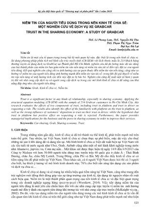 Niềm tin của người tiêu dùng trong nền kinh tế chia sẻ: Một nghiên cứu về dịch vụ xe GrabCar