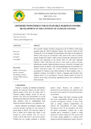 Offshore wind energy for sustainable marine economic development in the context of climate change