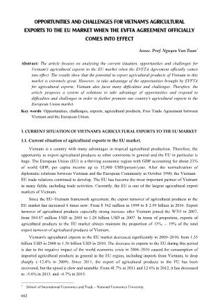 Opportunities and challenges for vietnams agricultural exports to the eu market when the evfta agreement officially comes into effect