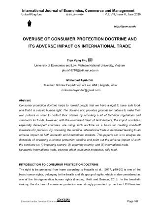 Overuse of consumer protection doctrine and its adverse impact on international trade