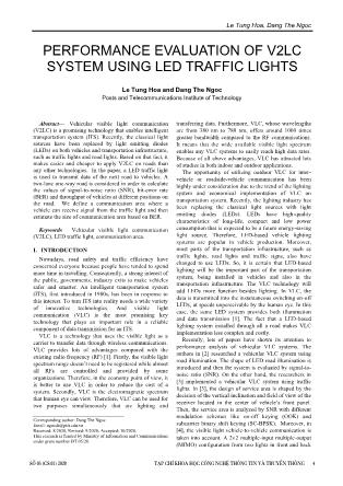 Performance evaluation of v2lc system using led traffic lights