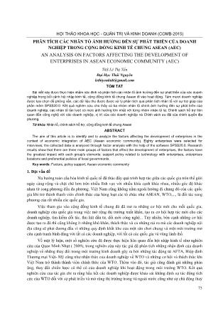 Phân tích các nhân tố ảnh hưởng đến sự phát triển của doanh nghiệp trong cộng đồng kinh tế chung ASEAN (AEC)