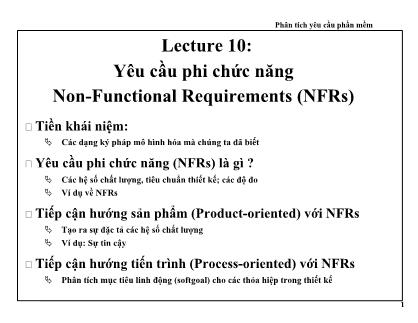 Phân tích yêu cầu phần mềm - Lecture 10: Yêu cầu phi chức năng