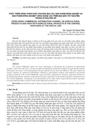 Phát triển kênh phân phối thương mại các sản phẩm nông nghiệp và sản phẩm nông nghiệp công nghệ cao trên địa bàn Tây Nguyên trong kỉ nguyên số