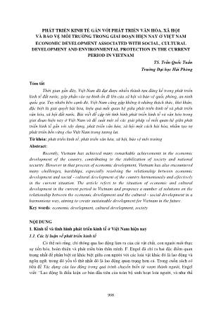 Phát triển kinh tế gắn với phát triển văn hóa, xã hội và bảo vệ môi trường trong giai đoạn hiện nay ở Việt Nam
