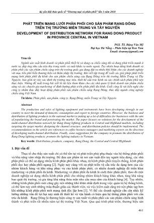 Phát triển mạng lưới phân phối cho sản phẩm rạng đông trên thị trường Miền Trung và Tây Nguyên