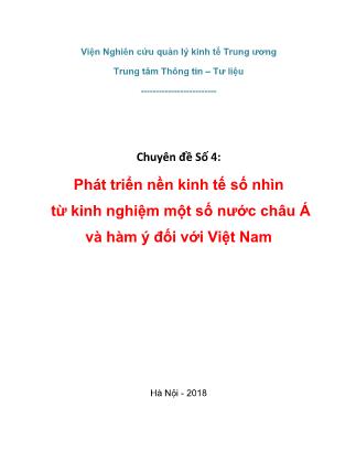 Phát triển nền kinh tế số nhìn từ kinh nghiệm một số nước châu Á và hàm ý đối với Việt Nam