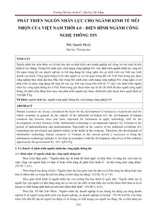 Phát triển nguồn nhân lực cho ngành kinh tế mũi nhọn của Việt Nam thời 4.0 – điển hình ngành công nghệ thông tin