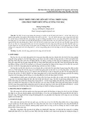 Phát triển thể chế liên kết vùng: Triển vọng cho phát triển bền vững ở vùng Tây Bắc