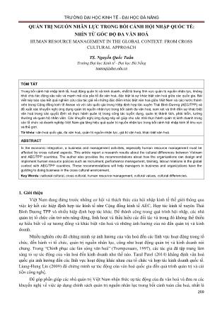 Quản trị nguồn nhân lực trong bối cảnh hội nhập quốc tế: Nhìn từ góc độ đa văn hoá