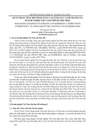 Quản trị sự thay đổi nhằm nâng cao năng lực cạnh tranh của doanh nghiệp Việt Nam thời kỳ hội nhập