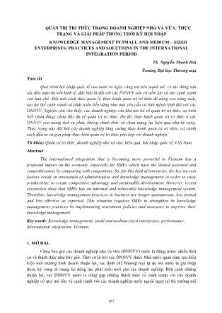 Quản trị tri thức trong doanh nghiệp nhỏ và vừa: Thực trạng và giải pháp trong thời kỳ hội nhập