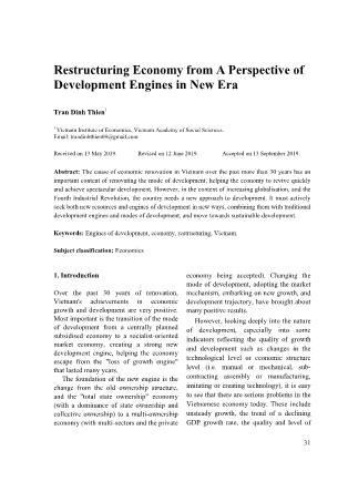 Restructuring Economy from A Perspective of Development Engines in New Era