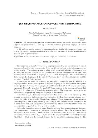 Set decipherable languages and generators