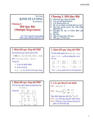 Slide bài giảng và bài tập môn Kinh tế lượng - Chương 2: Hồi quy bội - Nguyễn Trung Đông