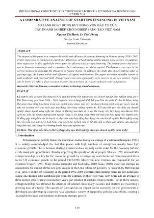 So sánh hoạt động huy động vốn đầu tư của các doanh nghiệp khởi nghiệp sáng tạo Việt Nam