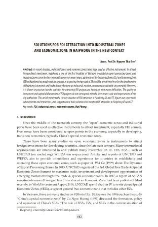 Solutions for fdi attraction into industrial zones and economic zone in haiphong in the new context