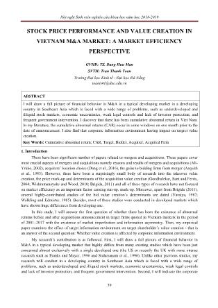 Stock price performance and value creation in vietnam m&a market: A market efficiency perspective