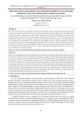 Sự ảnh hưởng của phát triển ngành ngân hàng đến tăng trưởng kinh tế: Nghiên cứu từ nền kinh tế Việt Nam