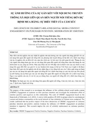 Sự ảnh hưởng của sự gắn kết với nội dung truyền thông xã hội liên quan đến người nổi tiếng đến dự định mua hàng: Sự điều tiết của cảm xúc