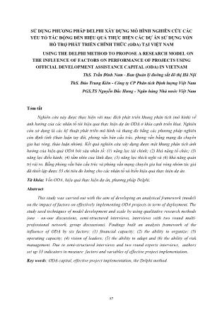 Sử dụng phương pháp delphi xây dựng mô hình nghiên cứu các yếu tố tác động đến hiệu quả thực hiện các dự án sử dụng vốn hỗ trợ phát triển chính thức (oda) tại Việt Nam