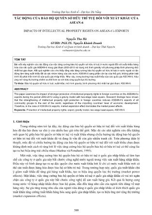 Tác động của bảo hộ quyền sở hữu trí tuệ đối với xuất khẩu của ASEAN-6