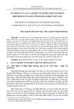 Tác động của các cam kết về sở hữu trí tuệ trong hiệp định EVFTA đối với doanh nghiệp Việt Nam