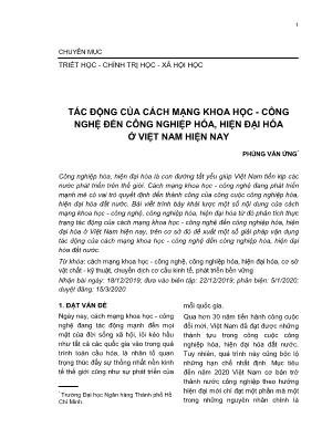 Tác động của cách mạng khoa học - Công nghệ đến công nghiệp hóa, hiện đại hóa ở Việt Nam hiện nay