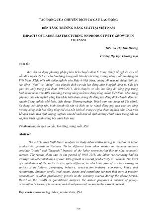 Tác động của chuyển dịch cơ cấu lao động đến tăng trưởng năng suất tại Việt Nam