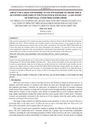 Tác động của cổ đông lớn, sở hữu nhà nước đến thị giá cổ phiếu của các công ty niêm yết trên sở giao dịch chứng khoán Việt Nam – trường hợp các công ty lĩnh vực hàng tiêu dùng thiết yếu
