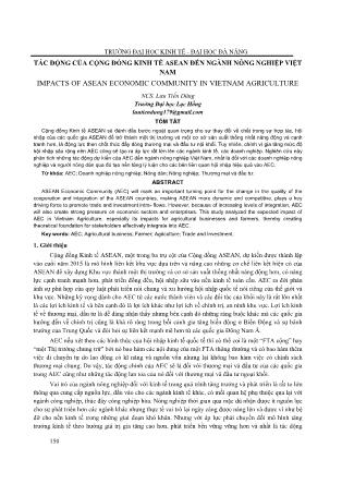 Tác động của cộng đồng kinh tế ASEAN đến ngành nông nghiệp Việt Nam